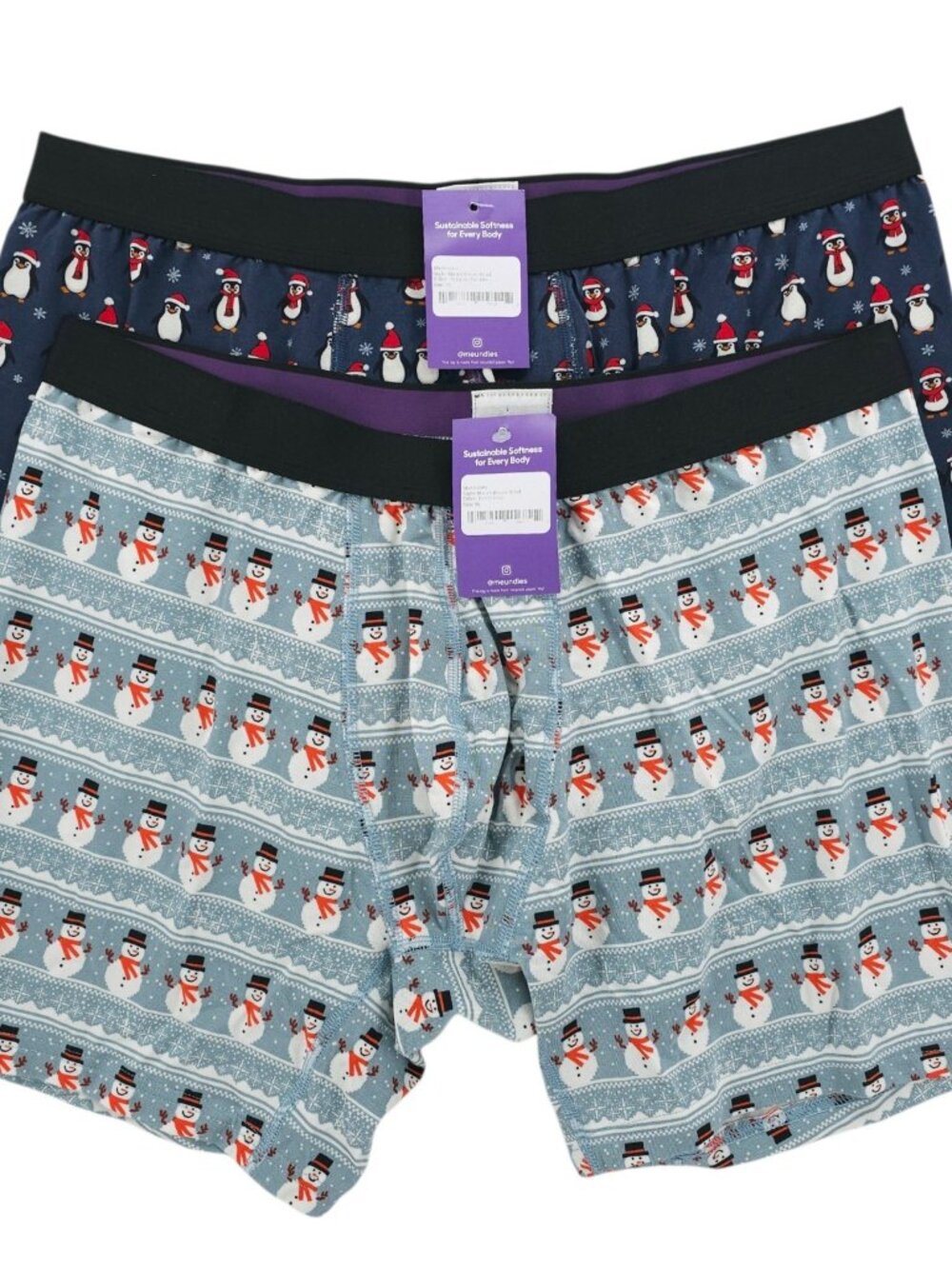 NWT MEUNDIES LOT OF 2 Boxer Briefs Penguin Snowman Holiday Winter Christmas XL
